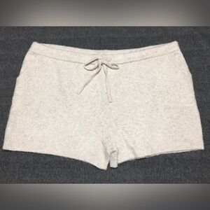 Auden Womens Plus Size 2X Oatmeal Drawstring Lounge Sweater Shorts with Pockets